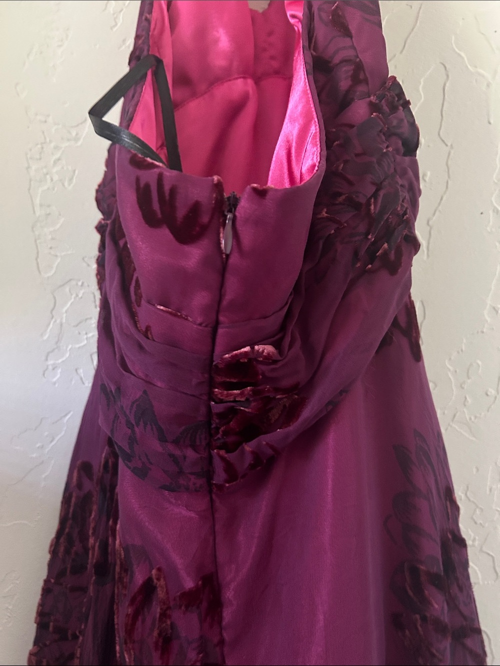 Robbie Bee Halter Dress in Plum with Black Floral Burnout - Picture 5 of 8